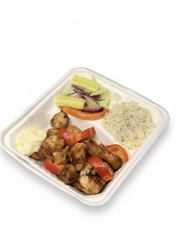 Piatto Shish Tawuk con riso